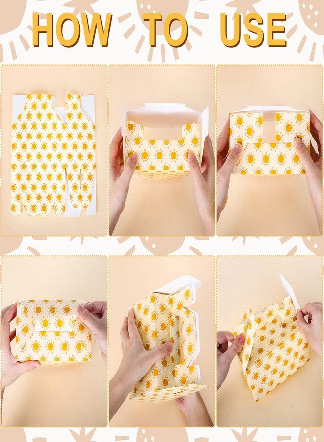 Whaline 24Pcs Boho Sun Party Favor Treat Boxes Watercolor Sun Patterns Candy Cake Gift Boxes with Handles Cute Cardboard Goodie Present Boxes for Baby Shower Birthday Party Supplies Gift Wrap - Image 4